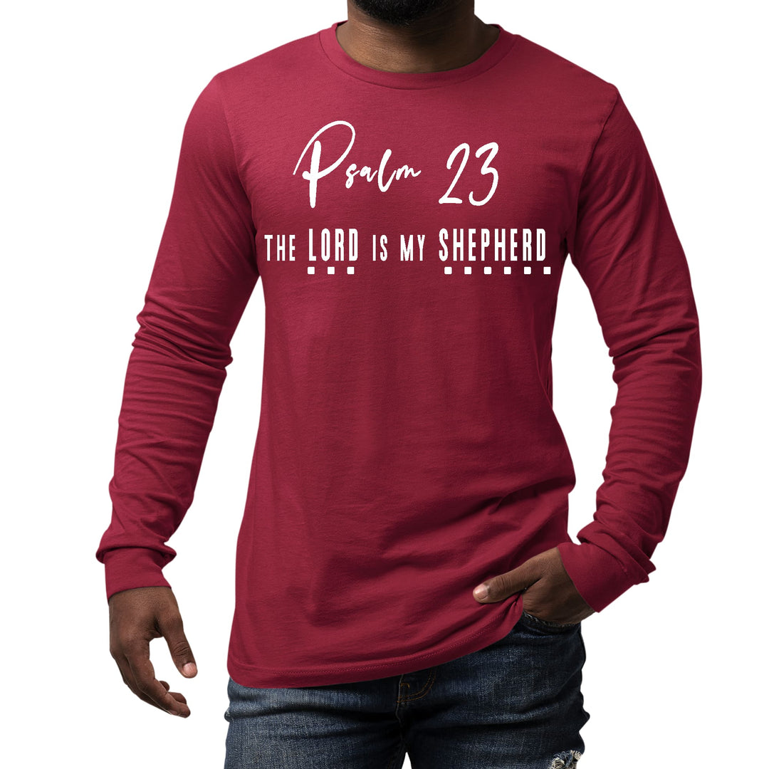 Mens Long Sleeve Graphic T-shirt Psalm 23 the Lord is my Shepherd - Unisex