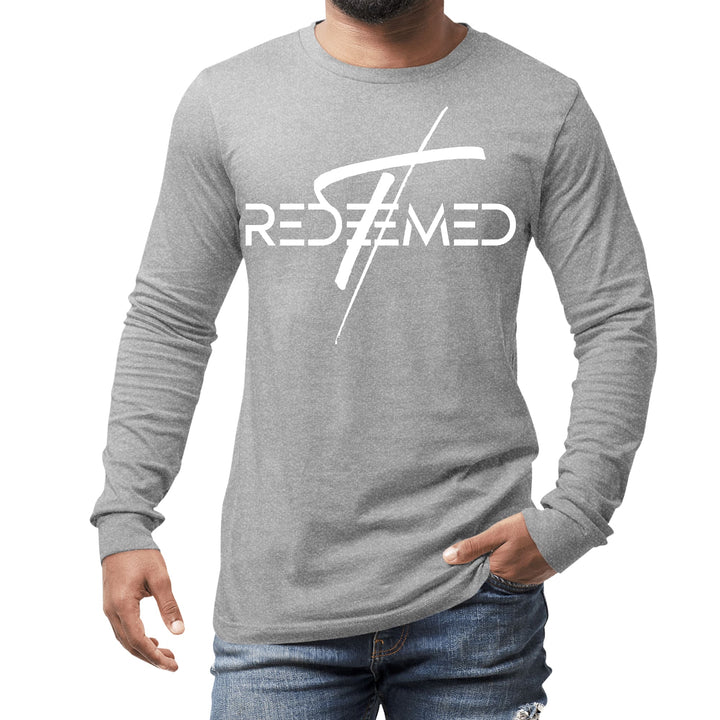 Mens Long Sleeve Graphic T-shirt Redeemed Cross - Unisex | T-Shirts | Long