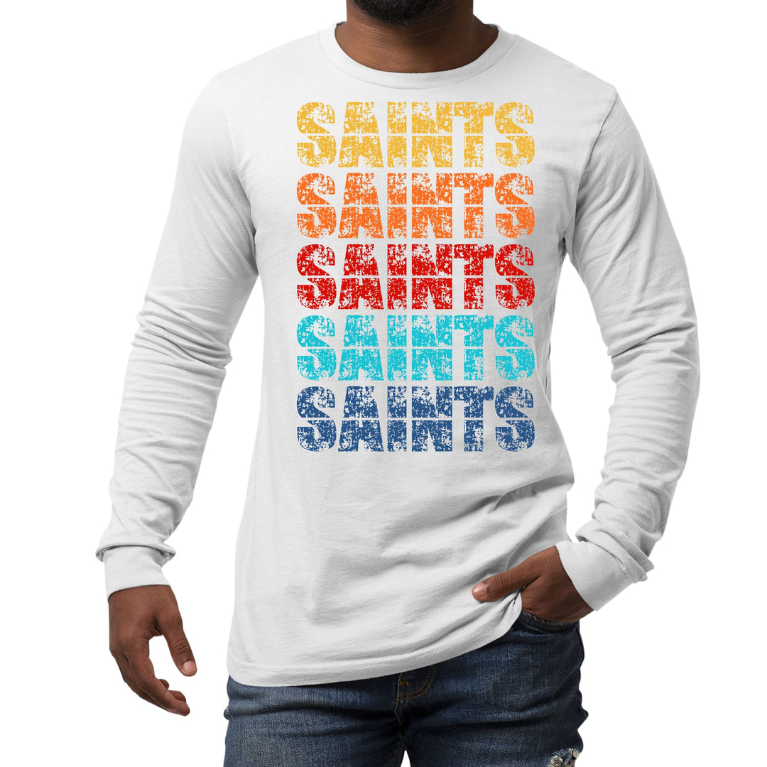 Mens Long Sleeve Graphic T-shirt Saints Colorful Art Illustration - Unisex