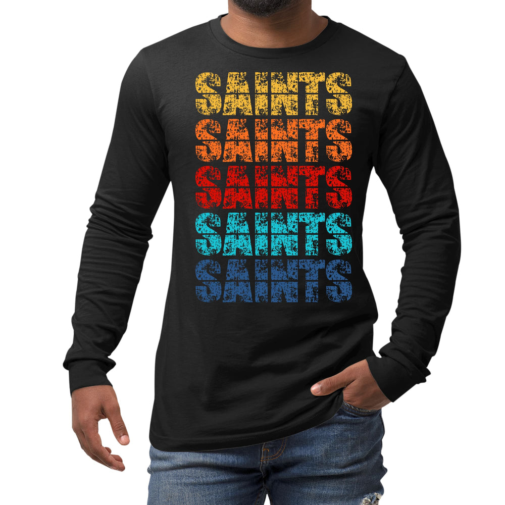 Mens Long Sleeve Graphic T-shirt Saints Colorful Art Illustration - Unisex