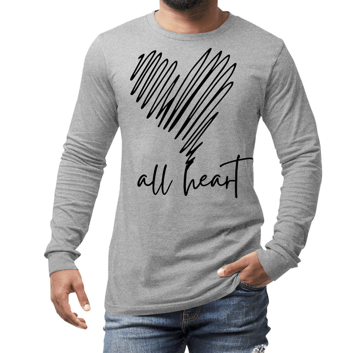 Mens Long Sleeve Graphic T-shirt Say it Soul All Heart Line Art - Unisex