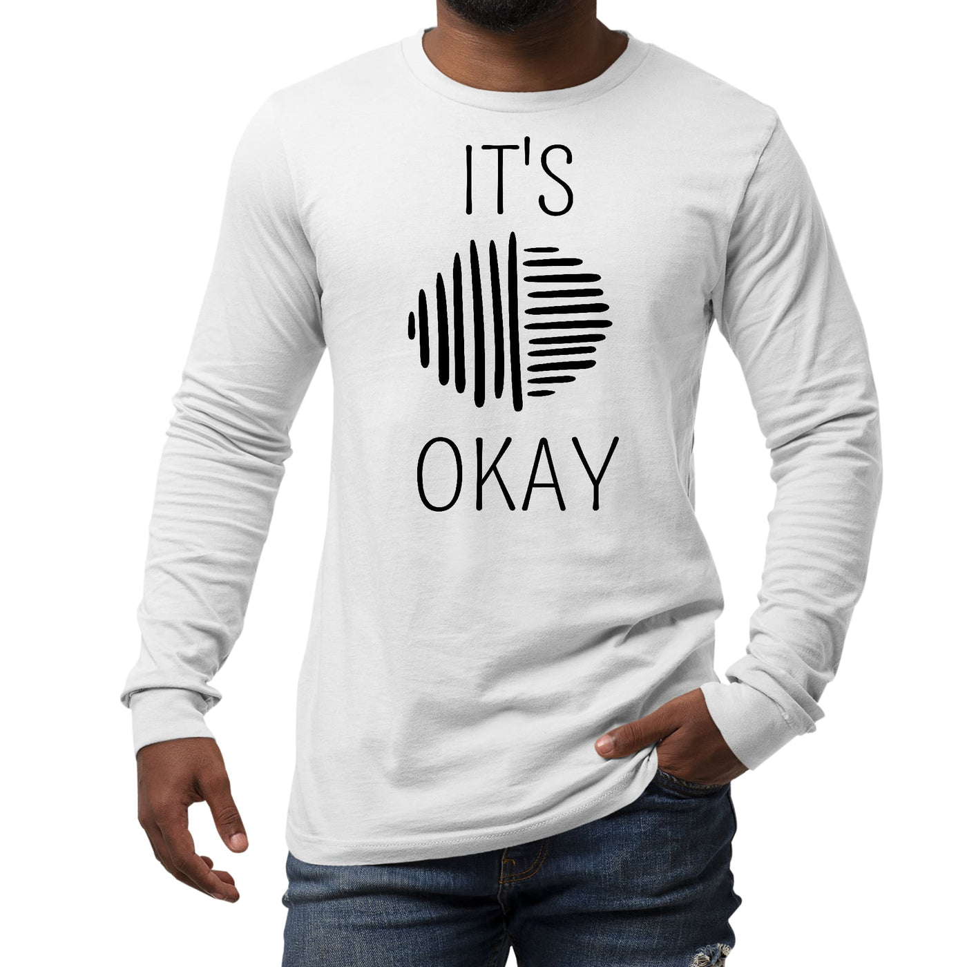 Mens Long Sleeve Graphic T-shirt Say It Soul Its Okay Black Line - Unisex