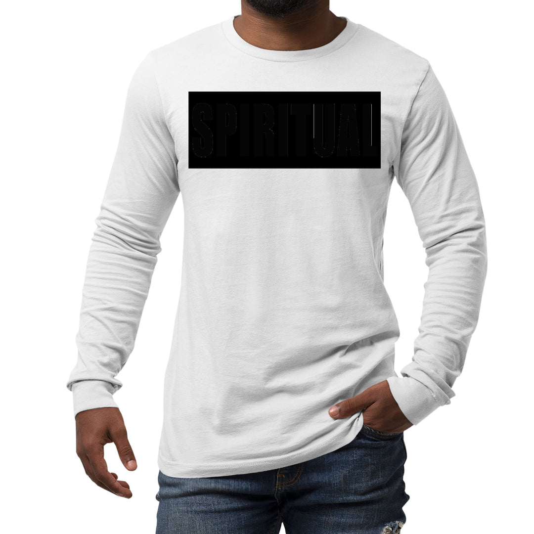 Mens Long Sleeve Graphic T-shirt Spiritual Black Colorblock - Unisex | T-Shirts