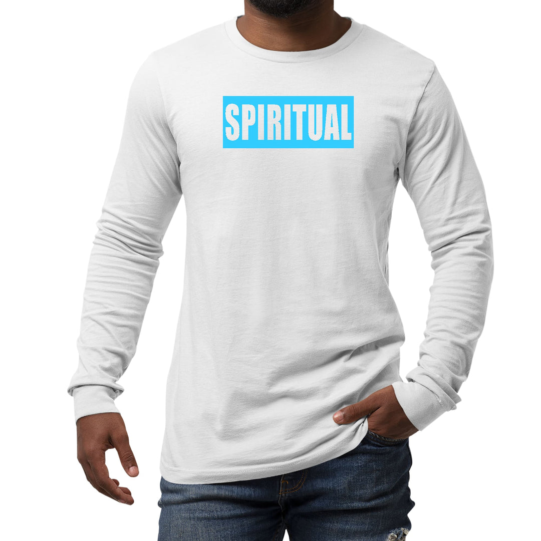 Mens Long Sleeve Graphic T-shirt Spiritual Light Blue Print - Unisex | T-Shirts