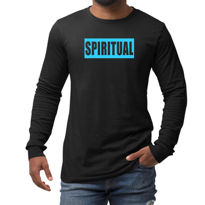 Mens Long Sleeve Graphic T-shirt Spiritual Light Blue Print - Unisex | T-Shirts
