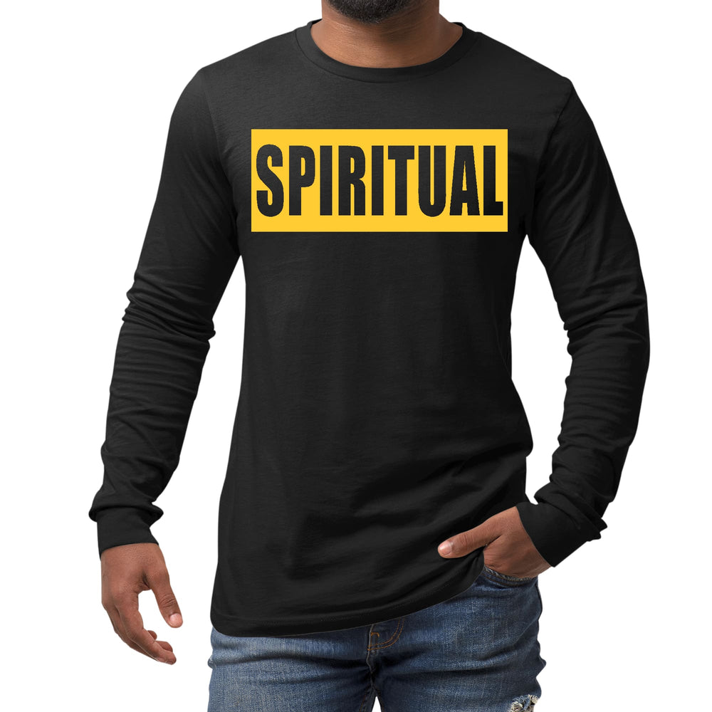 Mens Long Sleeve Graphic T-shirt Spiritual Yellow Gold Colorblock - Unisex