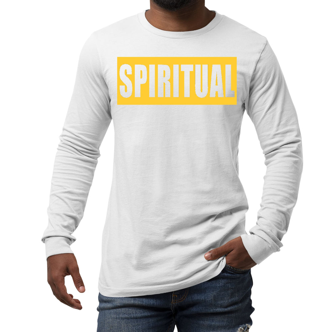 Mens Long Sleeve Graphic T-shirt Spiritual Yellow Gold Colorblock - Unisex