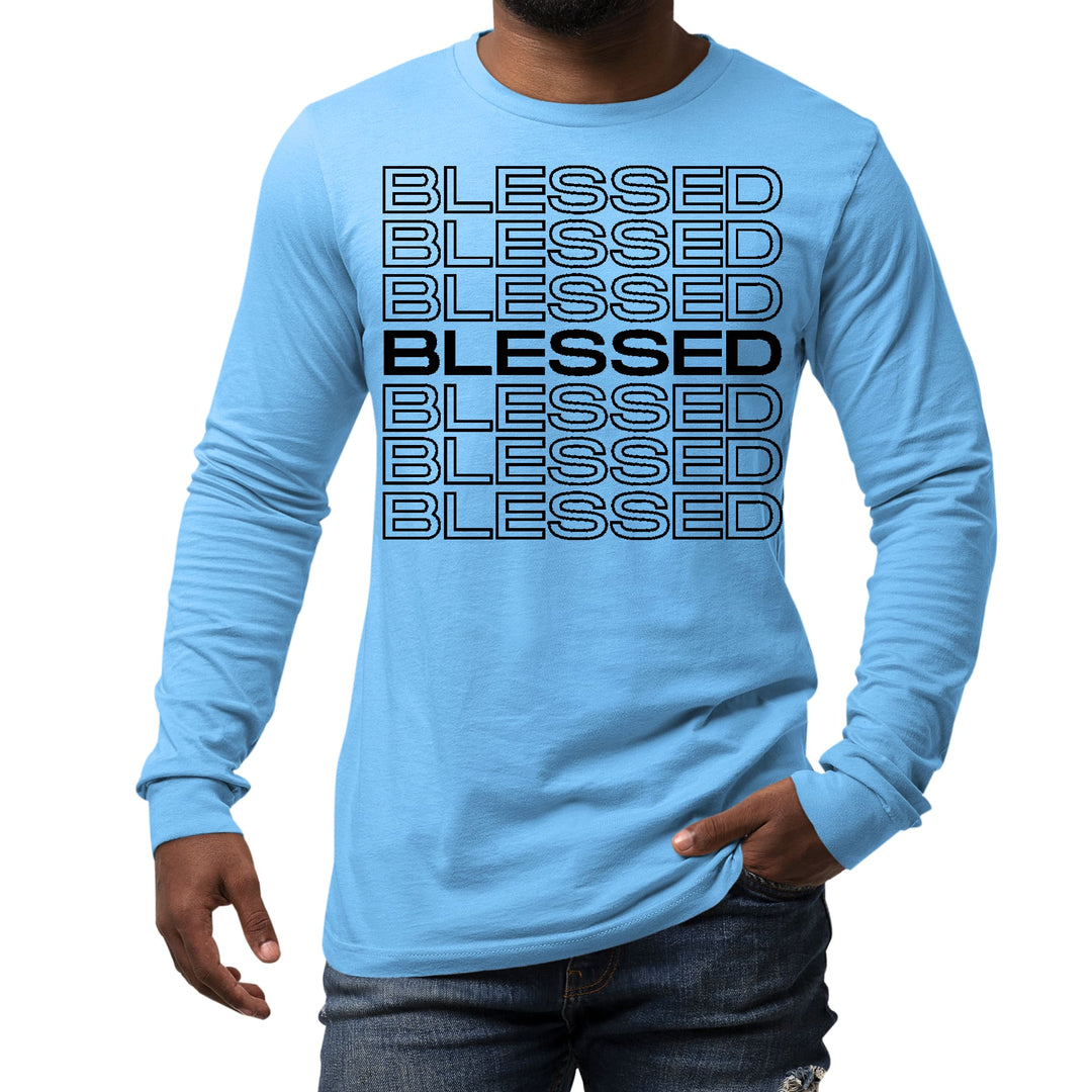 Mens Long Sleeve Graphic T-shirt Stacked Blessed Print - Unisex | T-Shirts