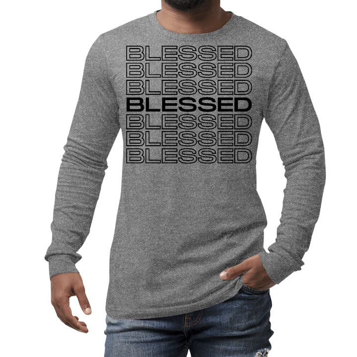 Mens Long Sleeve Graphic T-shirt Stacked Blessed Print - Unisex | T-Shirts