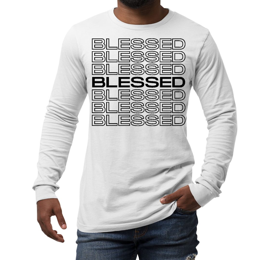 Mens Long Sleeve Graphic T-shirt Stacked Blessed Print - Unisex | T-Shirts