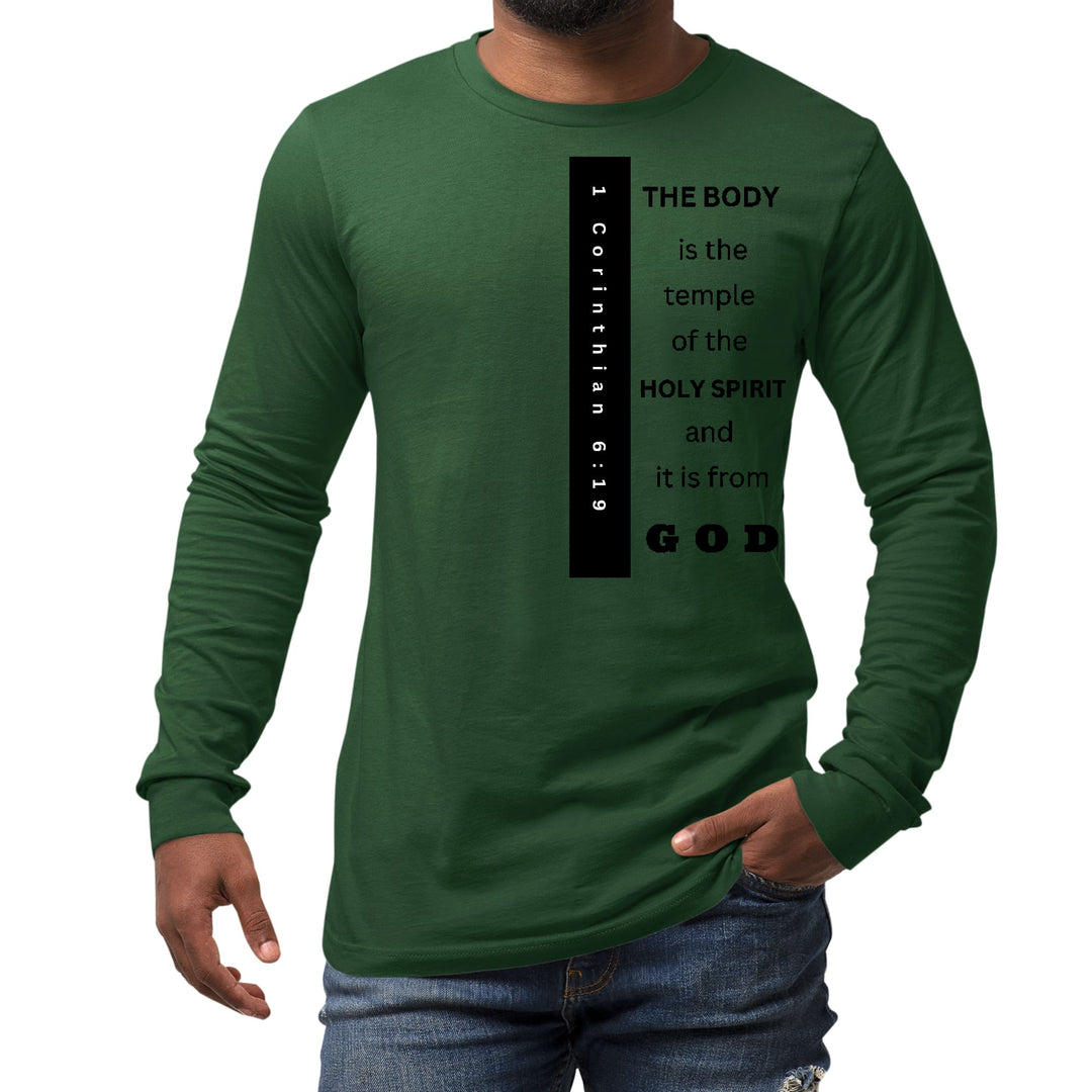 Mens Long Sleeve Graphic T-shirt the Body is the Temple Print - Unisex