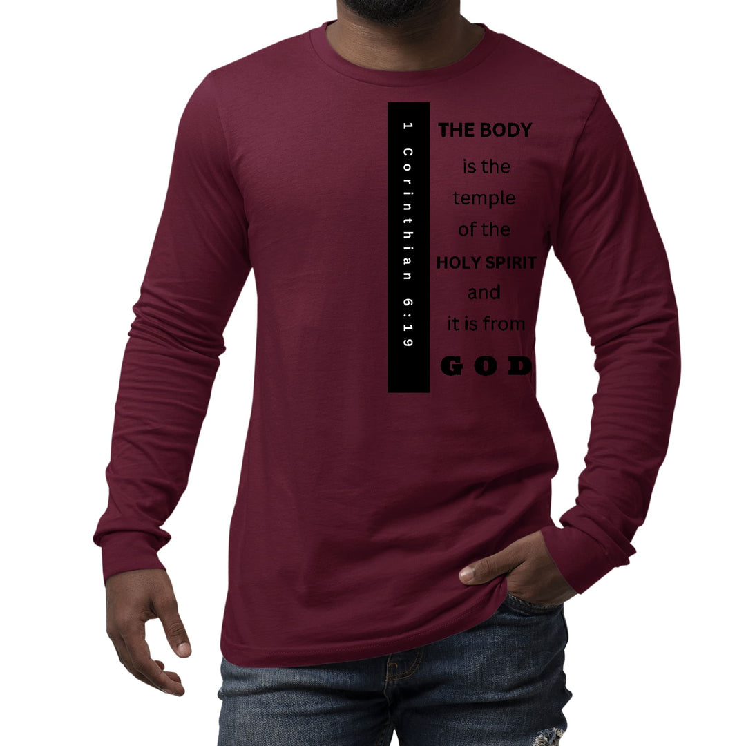 Mens Long Sleeve Graphic T-shirt the Body is the Temple Print - Unisex