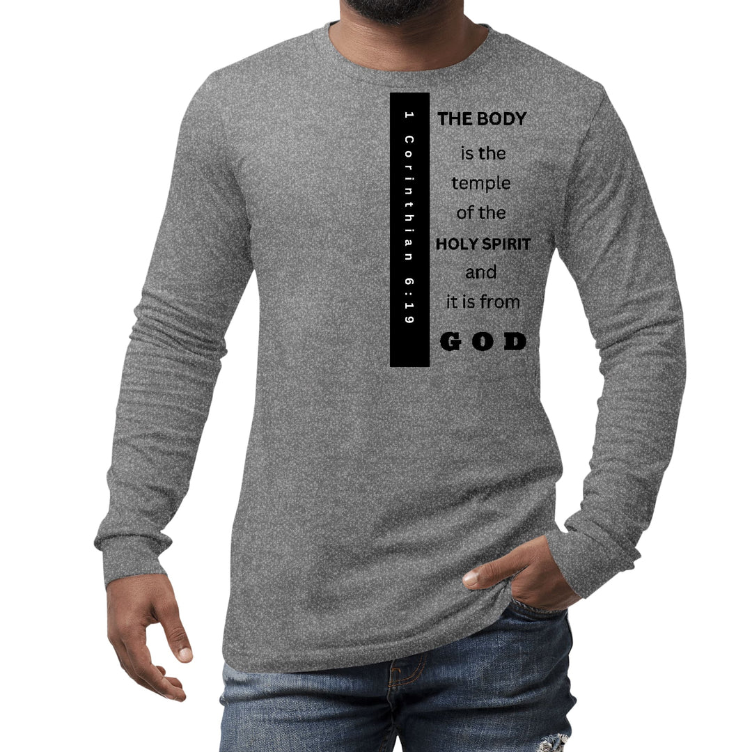 Mens Long Sleeve Graphic T-shirt the Body is the Temple Print - Unisex