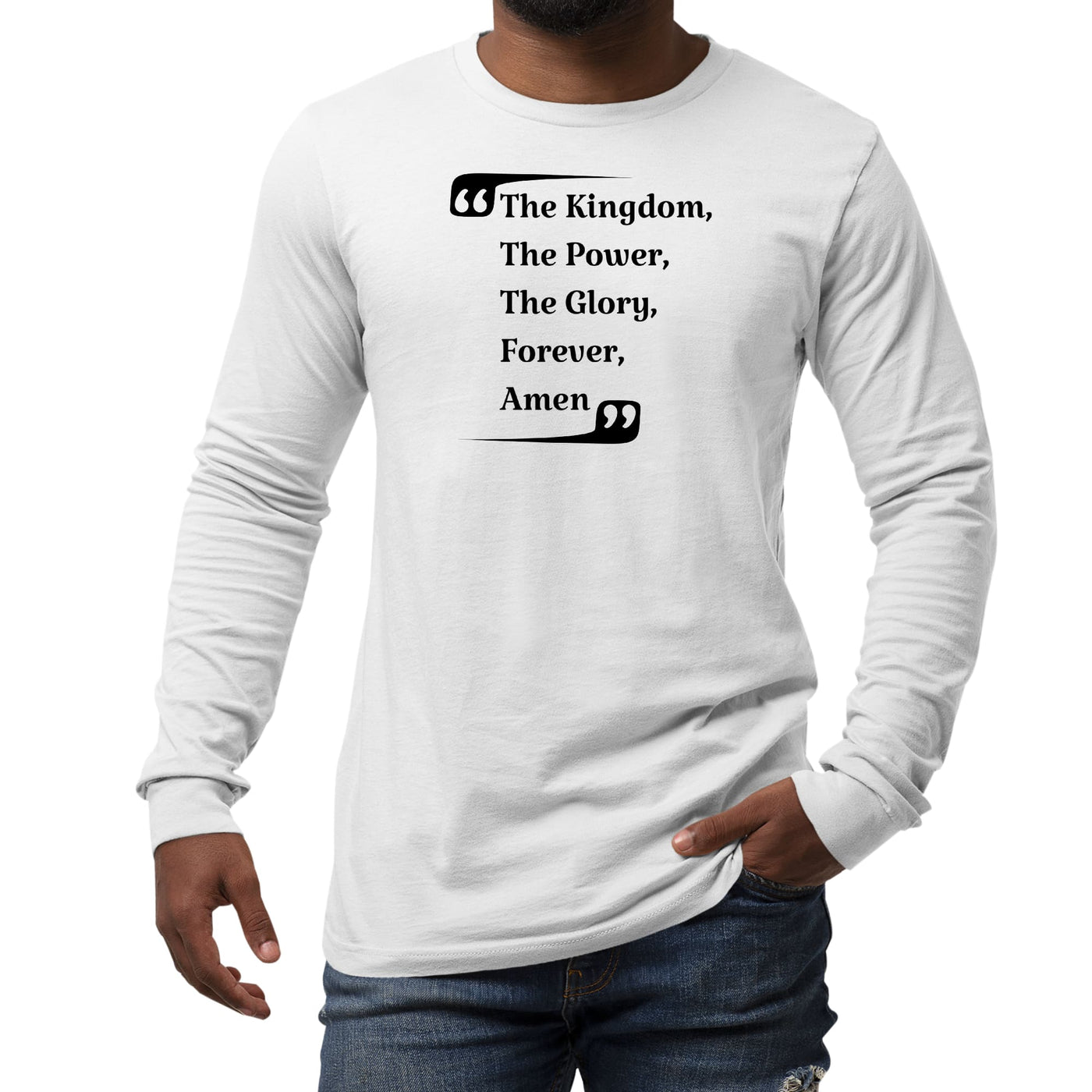 Mens Long Sleeve Graphic T-shirt - The Kingdom The Power The Glory - Unisex
