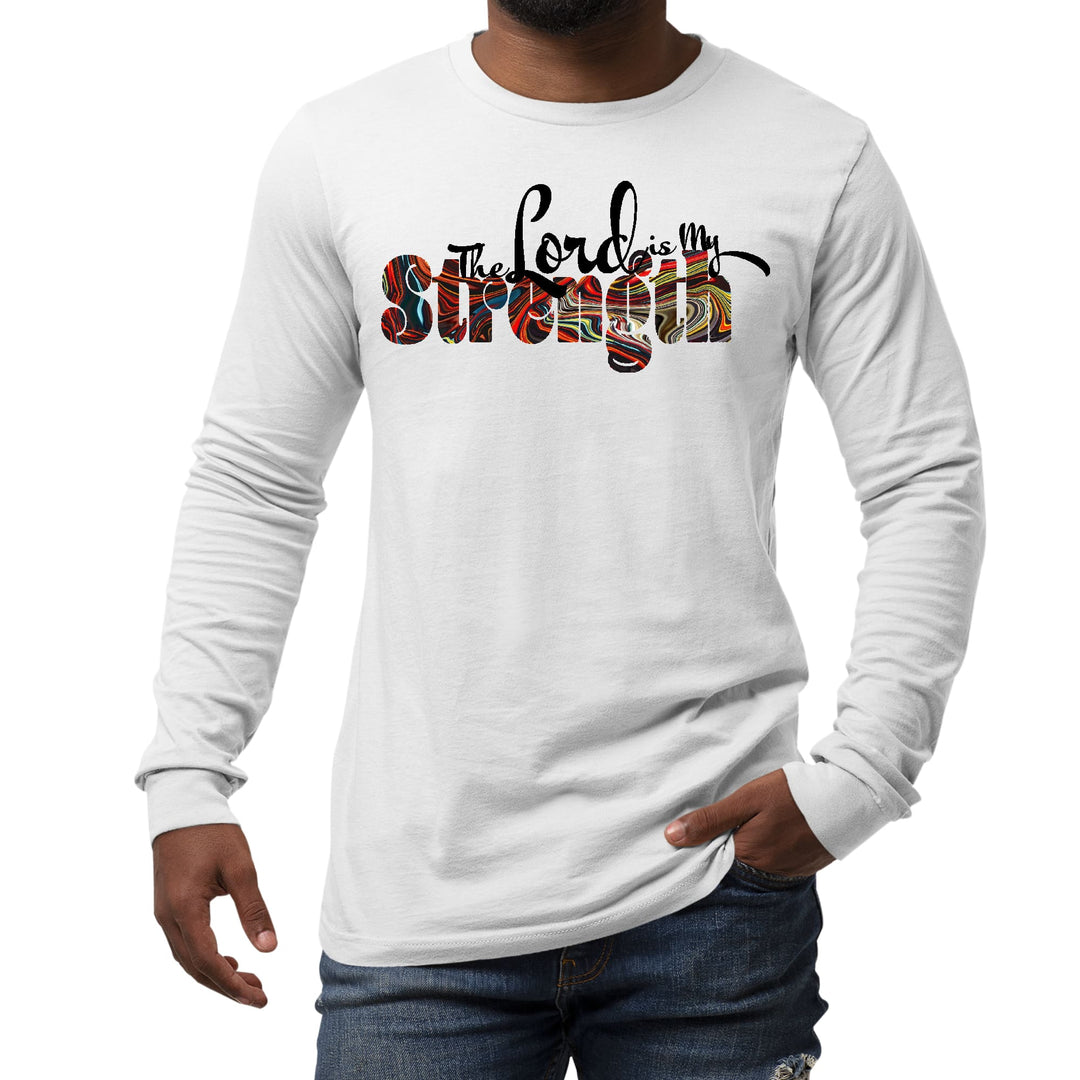 Mens Long Sleeve Graphic T-shirt the Lord is my Strength Print - Unisex