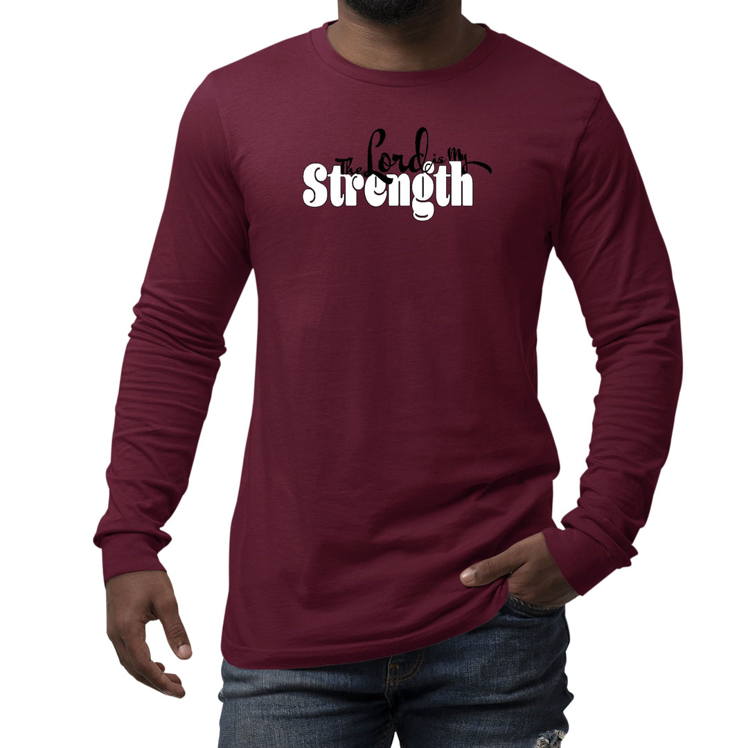 Mens Long Sleeve Graphic T-shirt the Lord is my Strength Print - Unisex