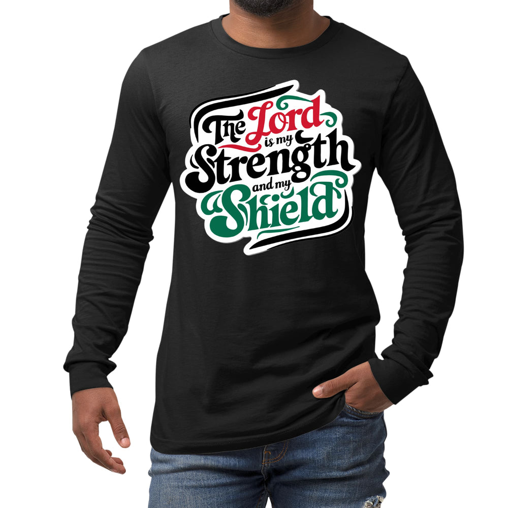 Mens Long Sleeve Graphic T-shirt the Lord is my Strength - Unisex | T-Shirts