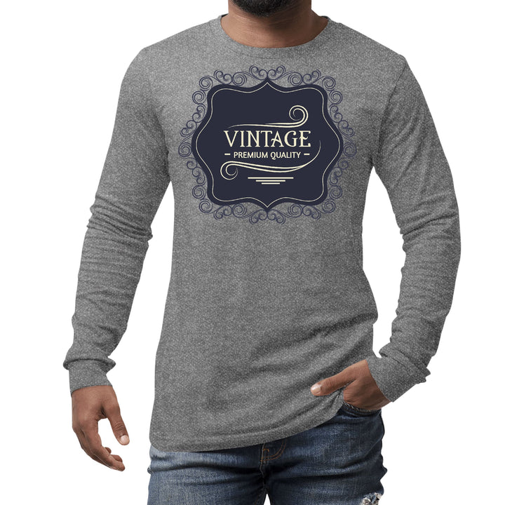 Mens Long Sleeve Graphic T-shirt Vintage Premium Quality Black Beige - Unisex