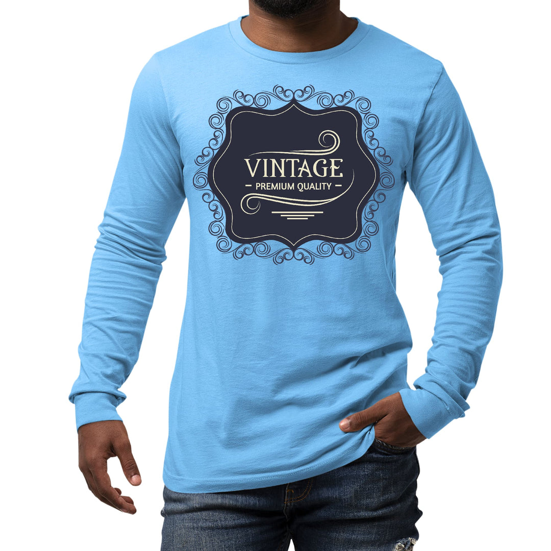 Mens Long Sleeve Graphic T-shirt Vintage Premium Quality Black Beige - Unisex