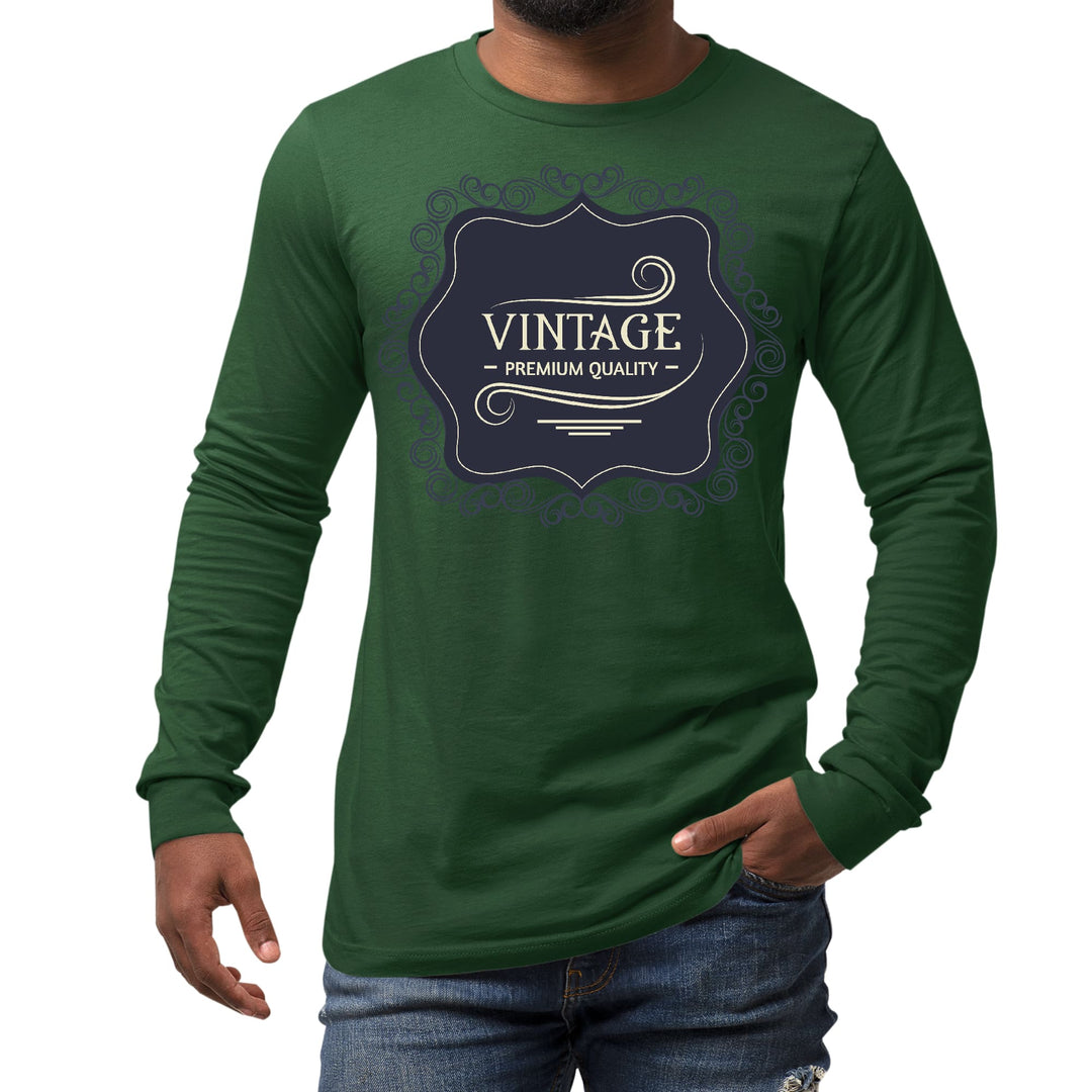 Mens Long Sleeve Graphic T-shirt Vintage Premium Quality Black Beige - Unisex