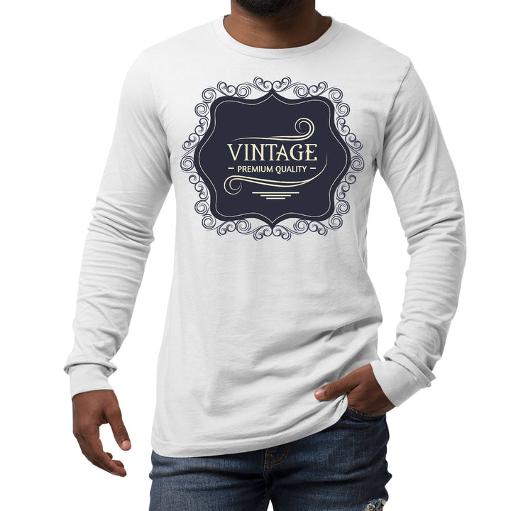 Mens Long Sleeve Graphic T-shirt Vintage Premium Quality Black Beige - Unisex