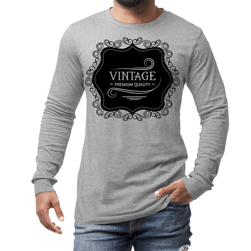 Mens Long Sleeve Graphic T-shirt Vintage Premium Quality Black - Unisex