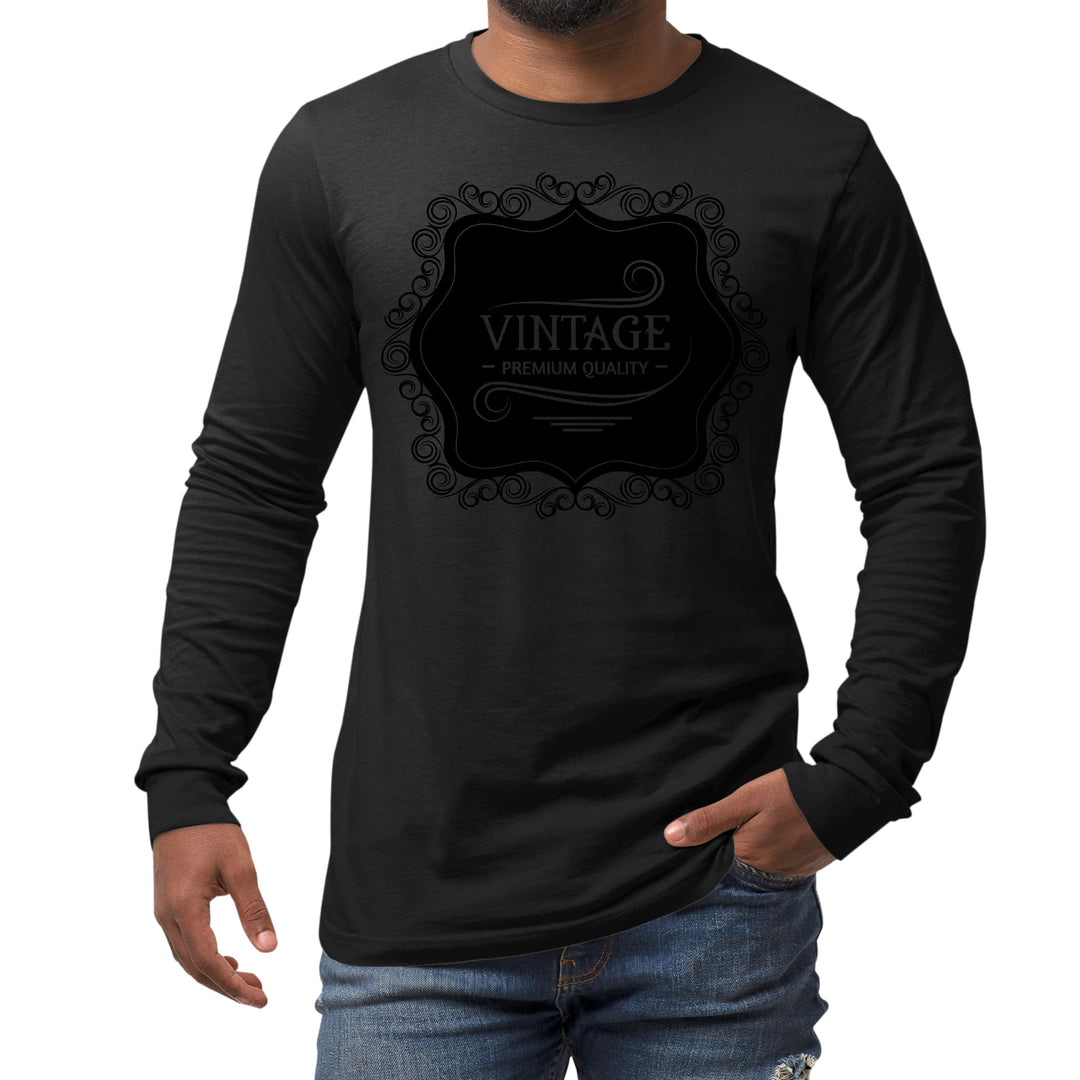 Mens Long Sleeve Graphic T-shirt Vintage Premium Quality Black - Unisex