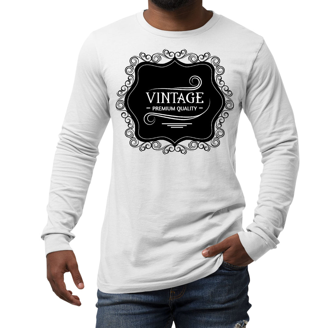 Mens Long Sleeve Graphic T-shirt Vintage Premium Quality Black White - Unisex