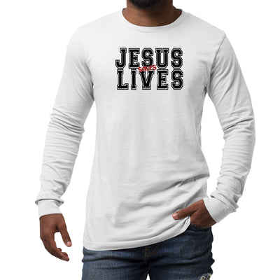 Mens Performance Long Sleeve T - shirt Jesus Saves Lives Black Red - Unisex | T
