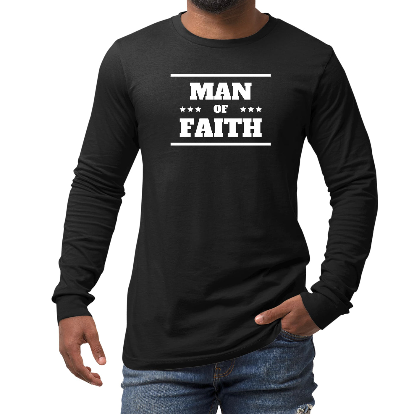 Mens Performance Long Sleeve T-shirt Man Of Faith - Unisex | T-Shirts | Long