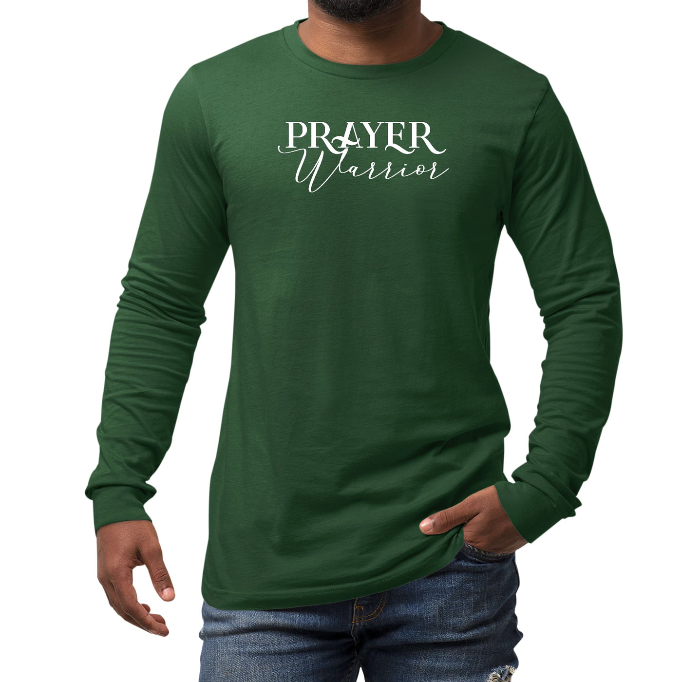 Mens Performance Long Sleeve T - shirt Prayer Warrior Script Style - Unisex | T