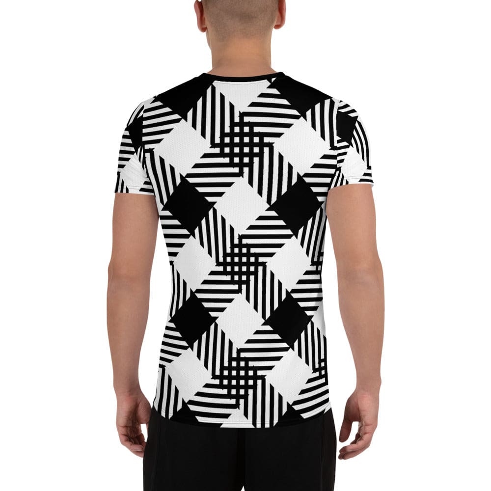 Mens Performance Sport T-shirt - Black and White Plaid Print - Mens | T-Shirts