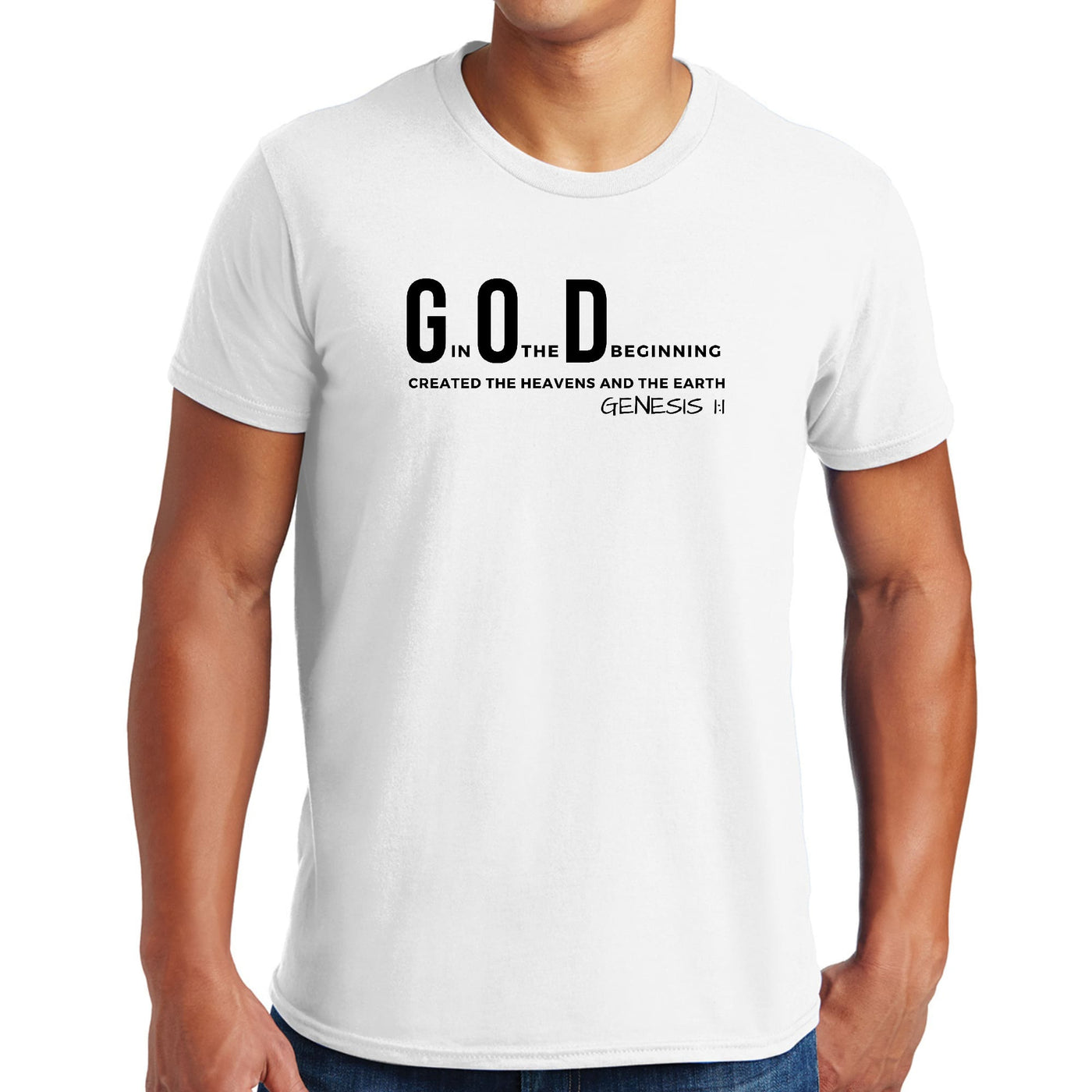 Mens Performance T - shirt God In The Beginning Print - T - Shirts