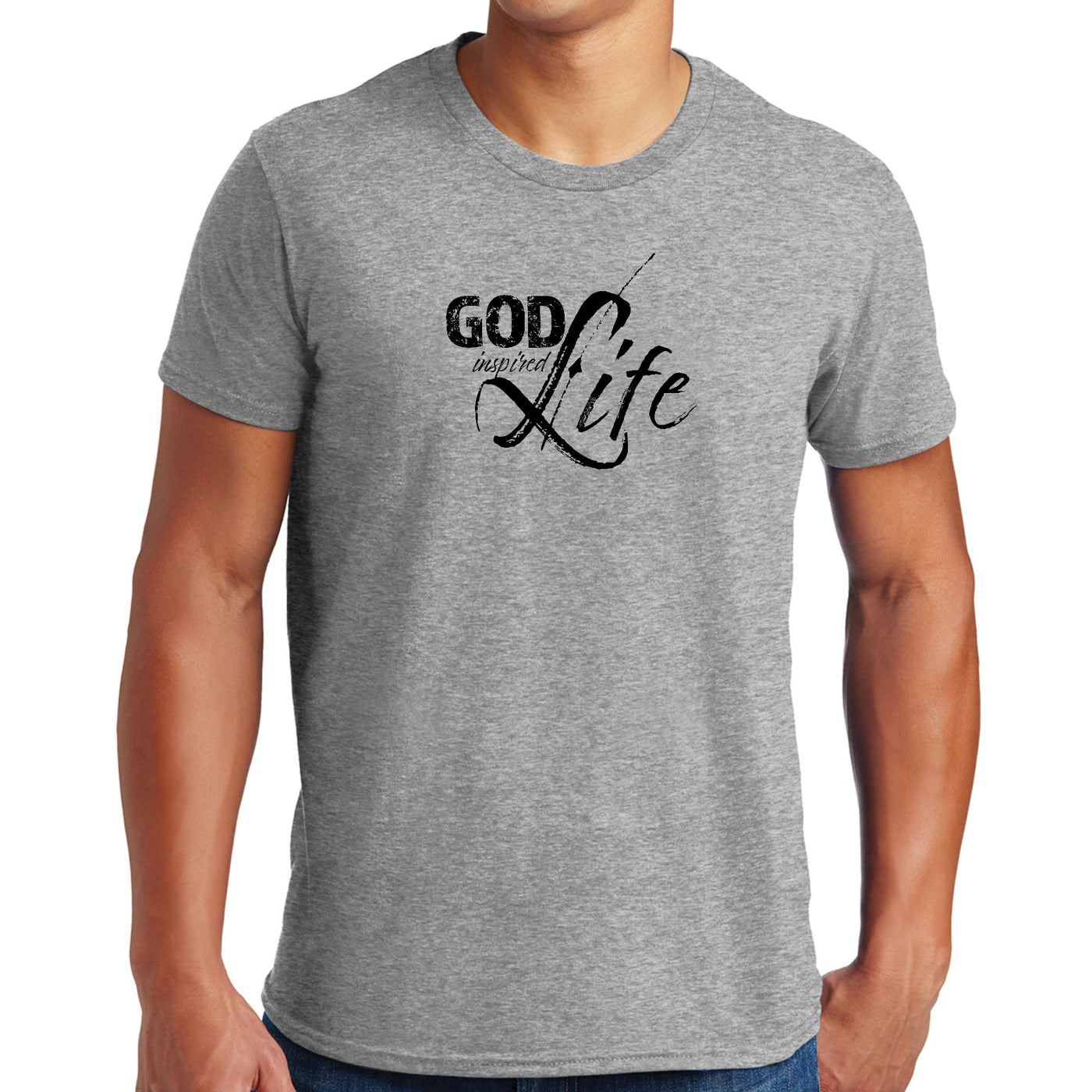 Mens Performance T-shirt God Inspired Life Black Illustration - Mens | T-Shirts