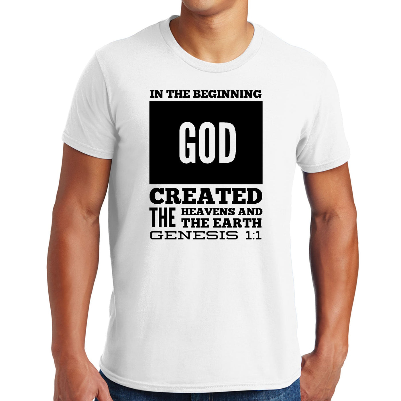 Mens Performance T-shirt In The Beginning Print - Mens | T-Shirts