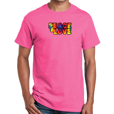 Mens Performance T - shirt Peace And Love Multicolor Illustration - T - Shirts