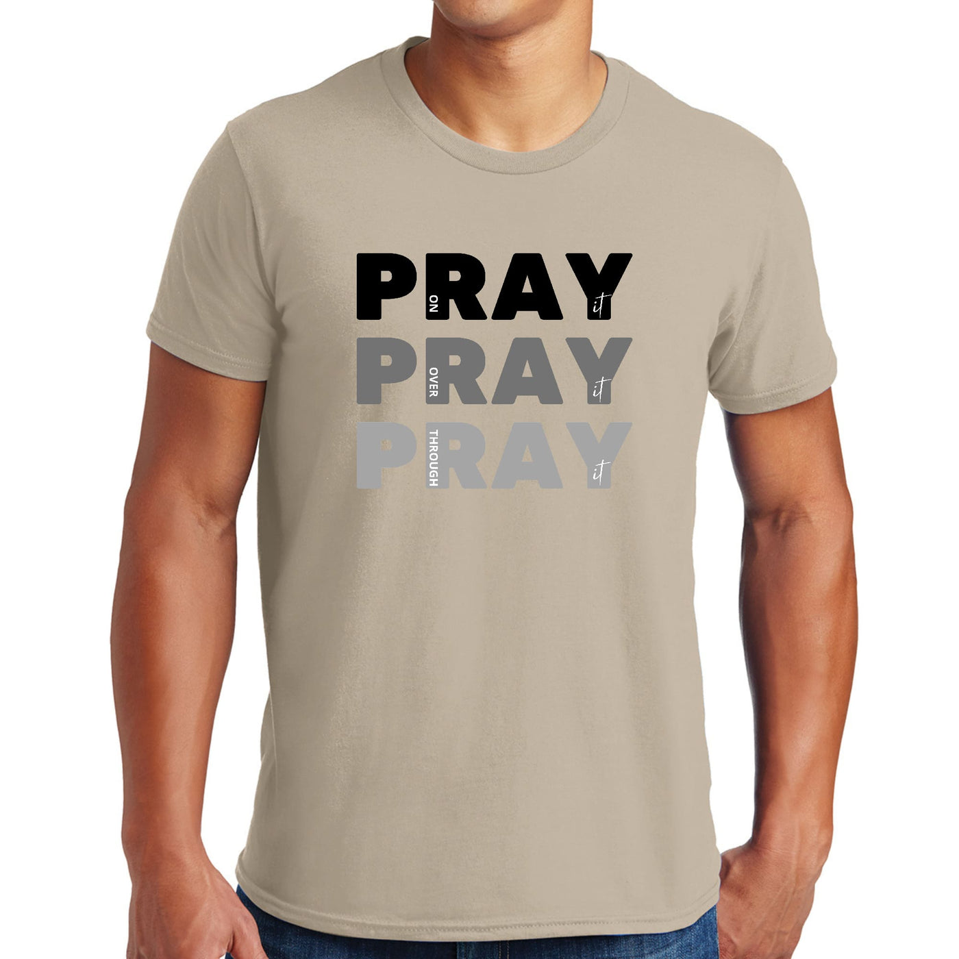 Mens Performance T - shirt Pray On It Over Through Print - T - Shirts
