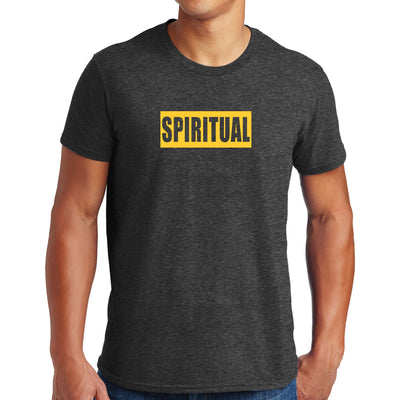 Mens Performance T-shirt Spiritual Yellow Gold Colorblock Illustration - Mens