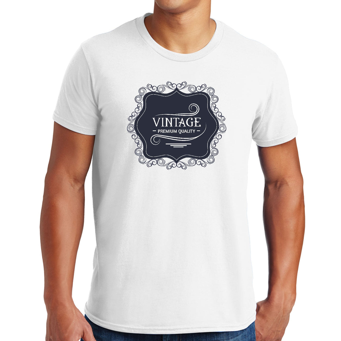 Mens Performance T - shirt Vintage Premium Quality Black White - T - Shirts