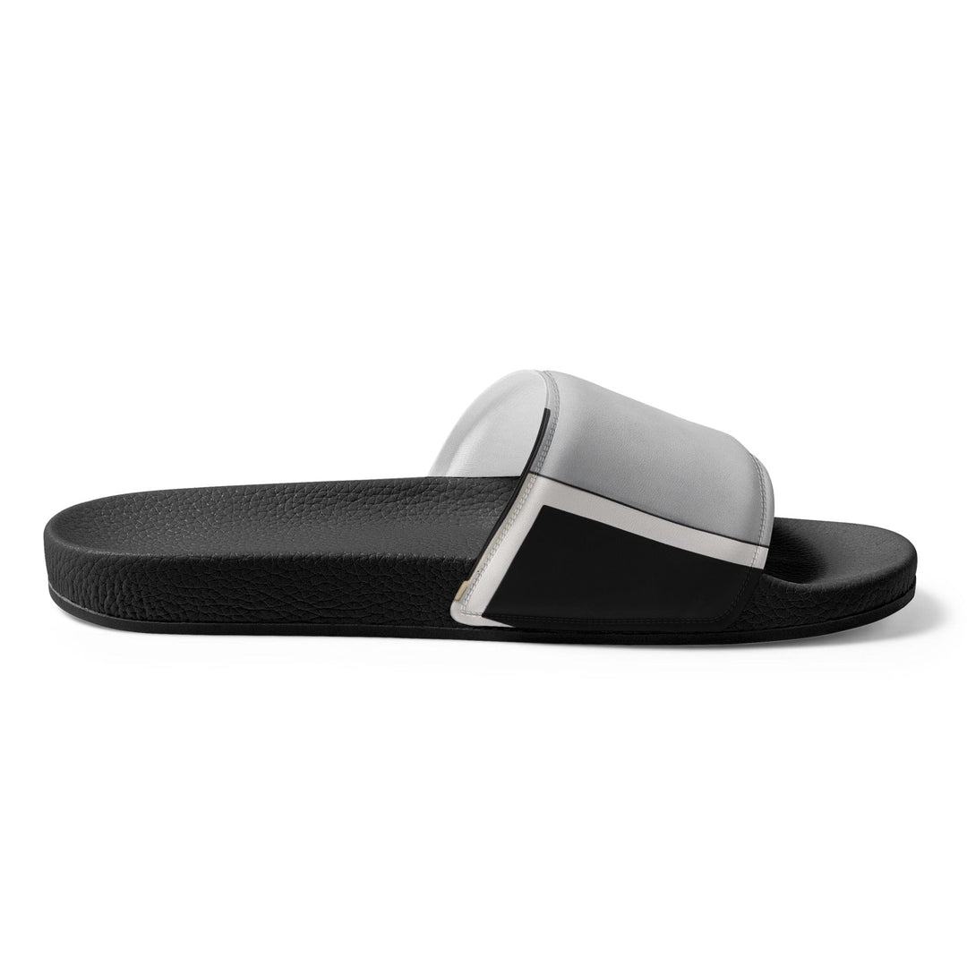 Mens Slide Sandals - Abstract Black Grey Brown Geometric Contemporary - Mens