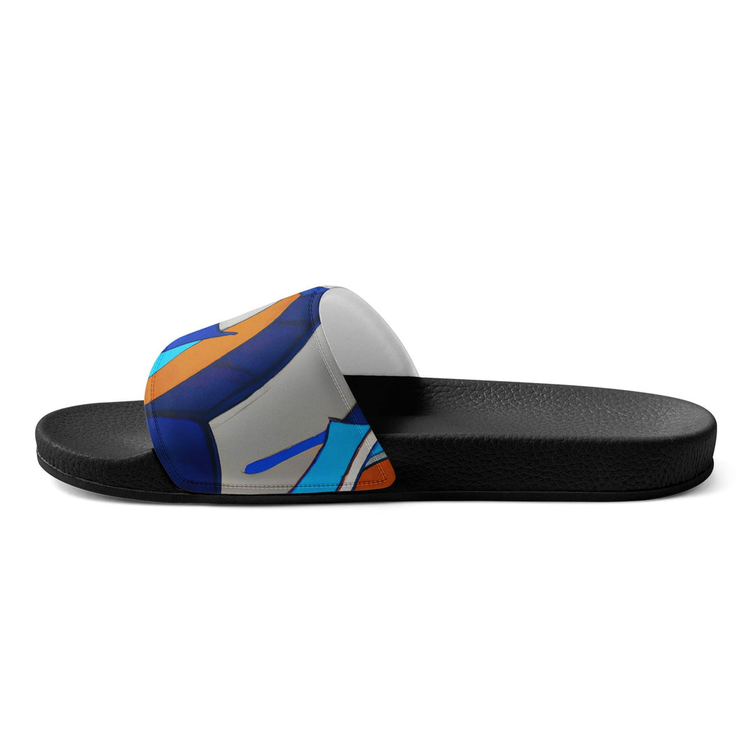Mens Slide Sandals - Abstract Graffiti Orange Grey Blue Pattern - Mens/Slides