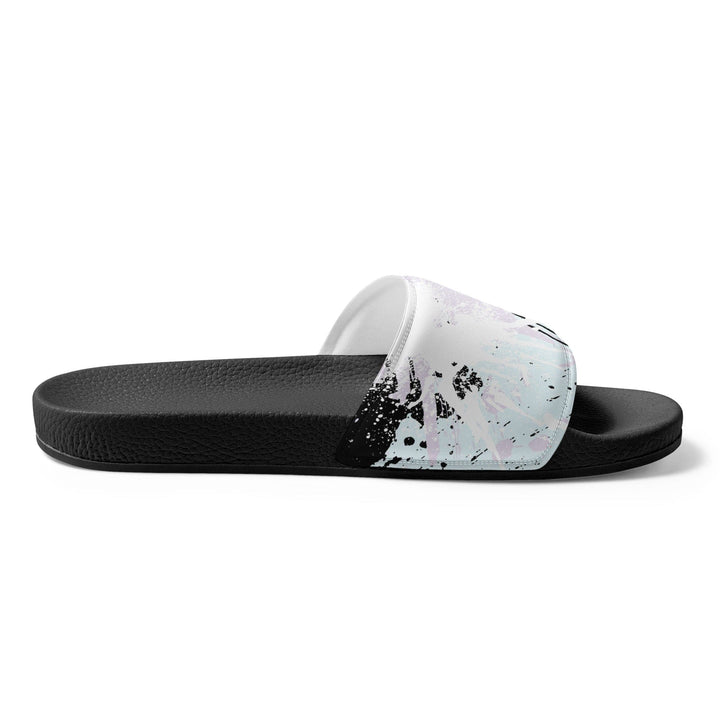 Mens Slide Sandals - Abstract Pink Black White Paint Splatter Pattern - Mens