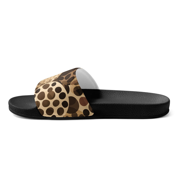 Mens Slide Sandals - Beige and Brown Leopard Spots Illustration - Mens | Slides