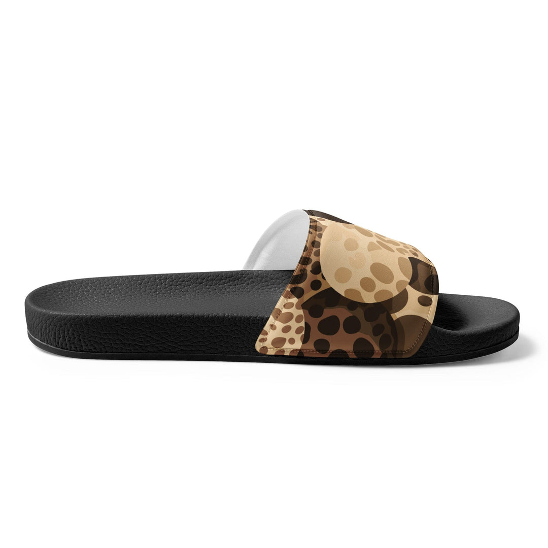 Mens Slide Sandals - Beige and Brown Leopard Spots Illustration - Mens | Slides