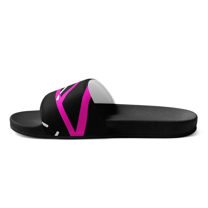 Mens Slide Sandals Black and Pink Geometric Pattern - Mens | Slides