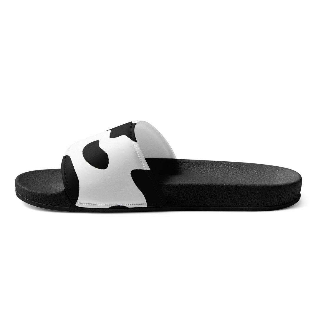 Mens Slide Sandals Black and White Abstract Cow Print Pattern - Mens | Slides