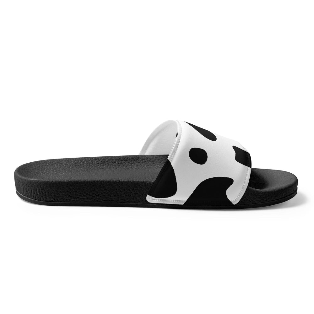 Mens Slide Sandals Black and White Abstract Cow Print Pattern - Mens | Slides