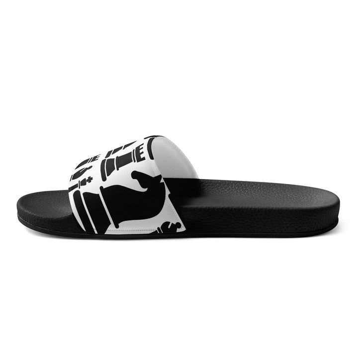 Mens Slide Sandals - Black and White Chess Print - Mens/Slides