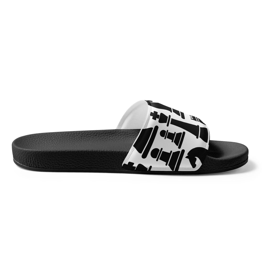 Mens Slide Sandals - Black and White Chess Print - Mens/Slides
