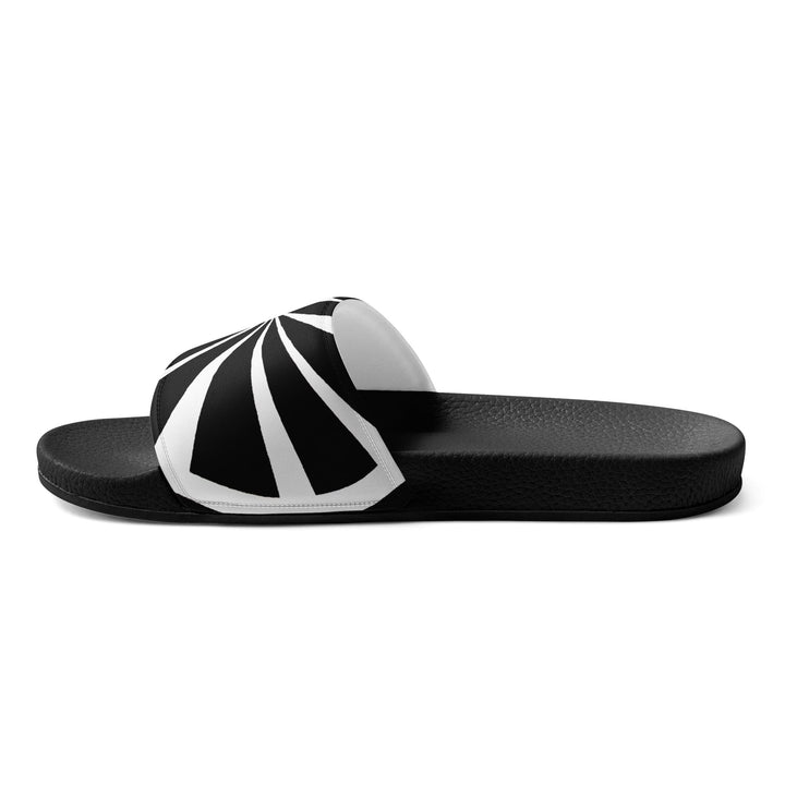 Mens Slide Sandals - Black and White Geometric Pattern 2 - Mens | Slides